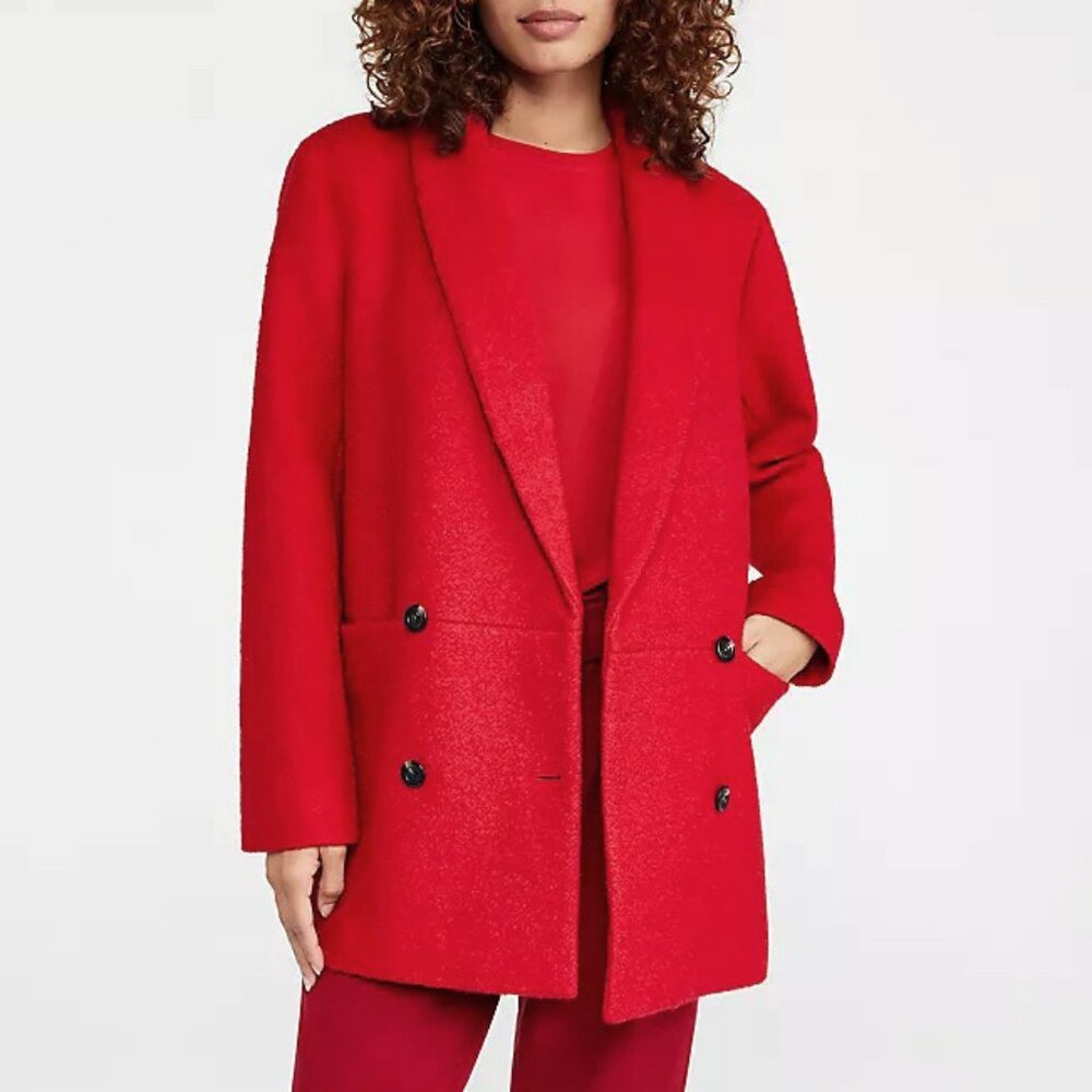 New Ann Taylor Wool Blend Peacoat Red Small $229
